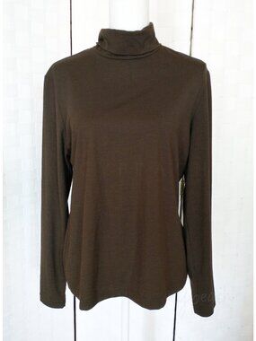 Weekenders Turtleneck Top Medium Brown Vintage Preppy Coastal Grandma Lagenlook